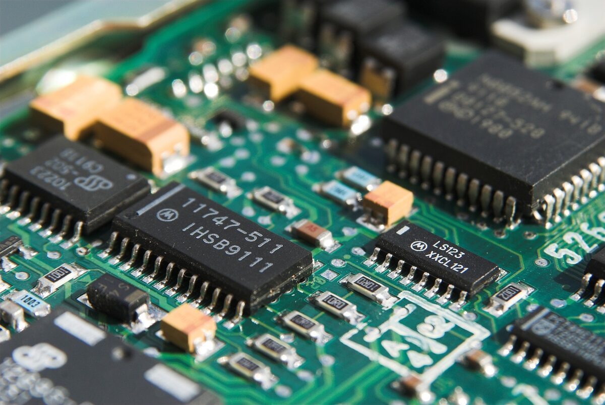 Circuit board components in close-up