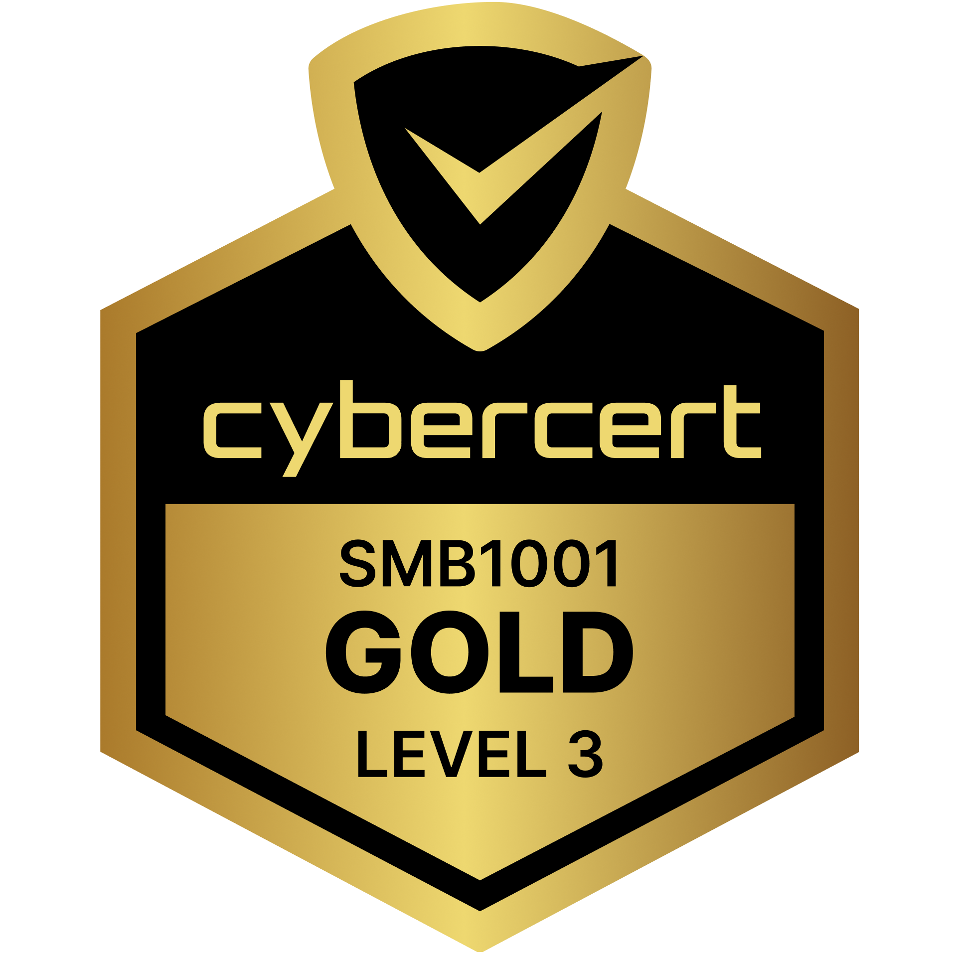 CyberCert SMB1001 Gold Level 3 certification badge